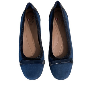 Clarks Blue Flats with Bow Detail